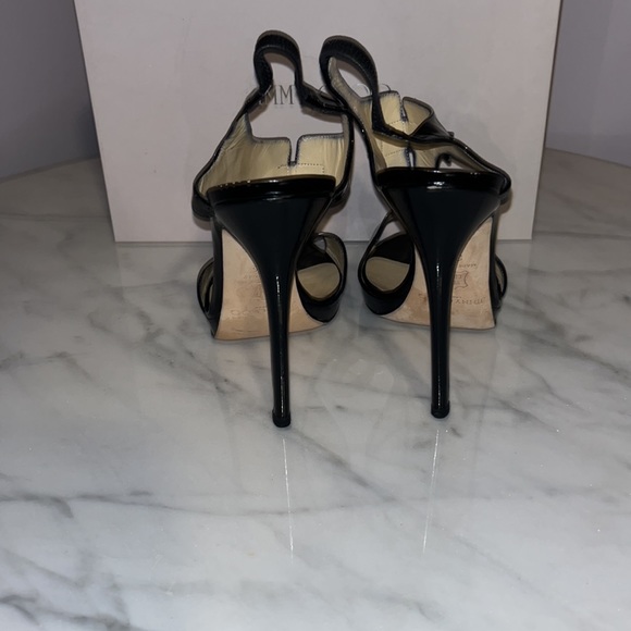 Jimmy Choo Black Leather T-Strap Slingback Sandals - Picture 4 of 5